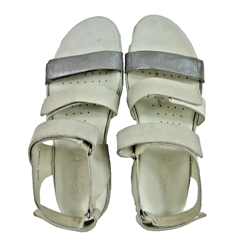 ECCO Sandals Women's Shoes Size 9 40 Flash Strap Leather Wild Dove White Shadow